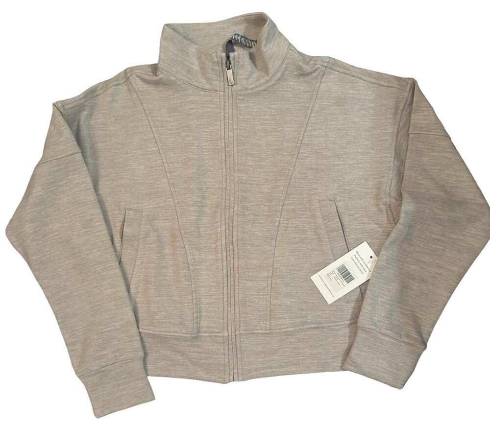 Women’s Small Riverstone Heather Fleece Zip Jacket Stand Collar Full Zip